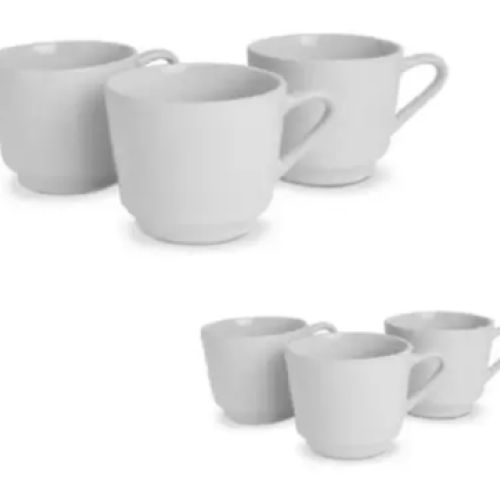 Conj. caneca café lisa branca 50ml 6pçs