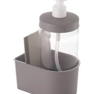 KIT PORTA DETERGENTE REDONDO COM RODINHO PLASÚTIL CINZA A1