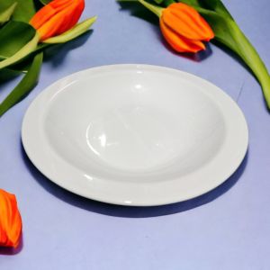 PRATO DE PORCELANA ABA CURTA 22CM FUNDO