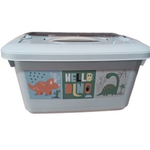 CAIXA ORGANIZADORA DECORADA DINO COM ALÇA PLASÚTIL 5,20L