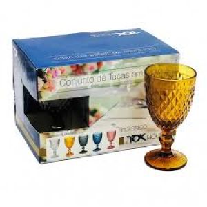CONJUNTO DE TAÇAS EM VIDRO CLASICO VINHO TOK HOUSE