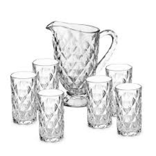 JARRA DE VIDRO 1200ML COM 6 COPOS TOK HOUSE