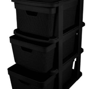 Gaveteiro de chão juta 3 gavetas 15L preto