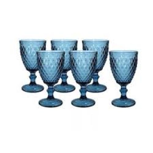 CONJUNTO DE TAÇAS EM VIDRO 6 UND CLASICO AZUL TOK HOUSE
