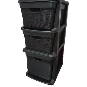 Gaveteiro de chão juta 3 gavetas 22/15L preto