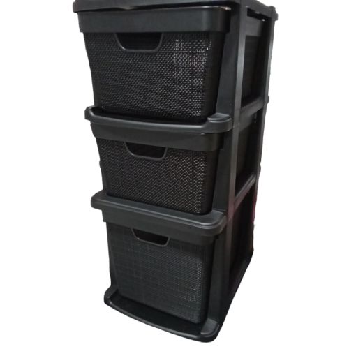 Gaveteiro de chão juta 3 gavetas 22/15L preto
