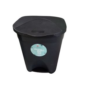 LIXEIRA COM PEDAL BLACK / SILVER BLACK PLASTSU