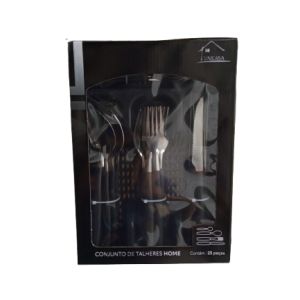 CONJUNTO DE TALHERES 25 PEÇAS HOME preto