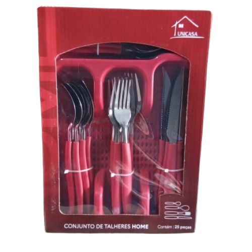 Conjunto de talheres 25 peças Home vermelho
