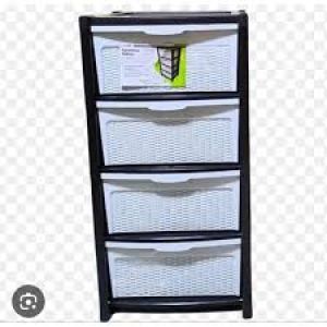 GAVETEIRO RATAN 4 GAVETAS BRANCO TOPPLAST