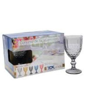 JOGO DE TAÇAS EM VIDRO 6 UND CLASICO FUME TOK HOUSE