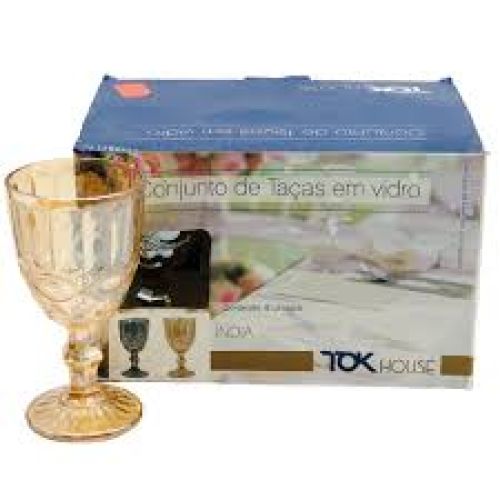 CONJUNTO DE TAÇAS 6 UND EM VIDRO INDIA AMBAR TOK HOUSE