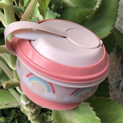 Pote papinha com amassador Arco íris plasutil
