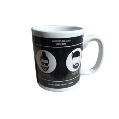 CANECA 280M DECORADA PRETA, PAI