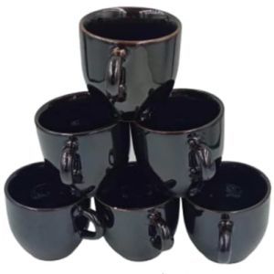 Conj. caneca café lisa marrom 50ml 6pçs