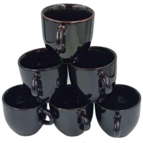 Conj. caneca café lisa marrom 50ml 6pçs