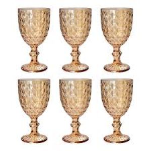 JOGO DE TAÇAS EM VIDRO 6 UND CLASICO AMBAR TOK HOUSE