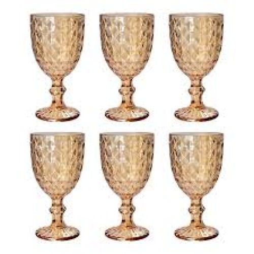 JOGO DE TAÇAS EM VIDRO 6 UND CLASICO AMBAR TOK HOUSE