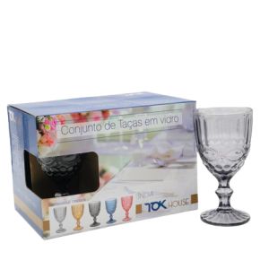CONJUNTO DE TAÇAS 6 UND EM VIDRO INDIA PRETO TOK HOUSE