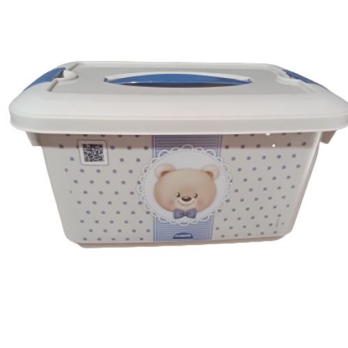 CAIXA ORGANIZADORA PLASÚTIL COM ALÇA DECORADA URSO 5,20L