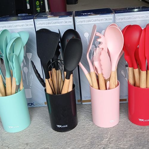 kit utensilio silicone p/ cozinha 11 peças