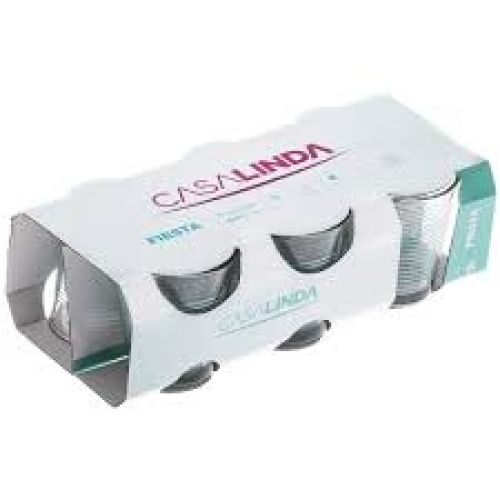 JOGO DE 6 COPOS EM VIDRO FIESTA AZUL 250ML CASA LINDA