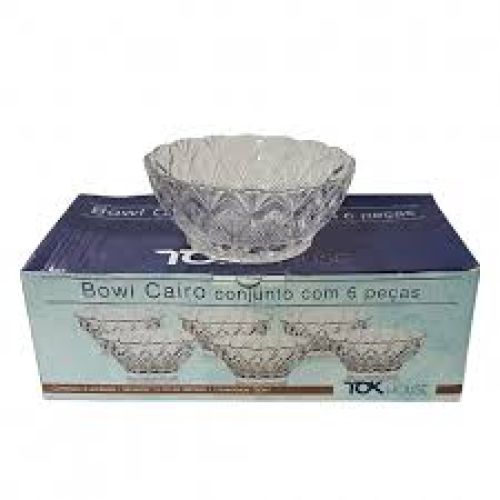 TIGELA DE VIDRO BOWL CAIRO 350ML COM 6 PEÇAS TOK HOUSE