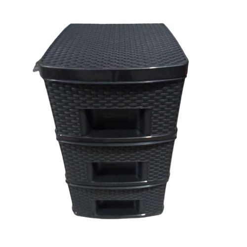 GAVETEIRO RATTAN PRETO FORTPLAST