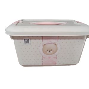 CAIXA ORGANIZADORA DECORADA URSA COM ALÇA PLASÚTIL / 5,20L