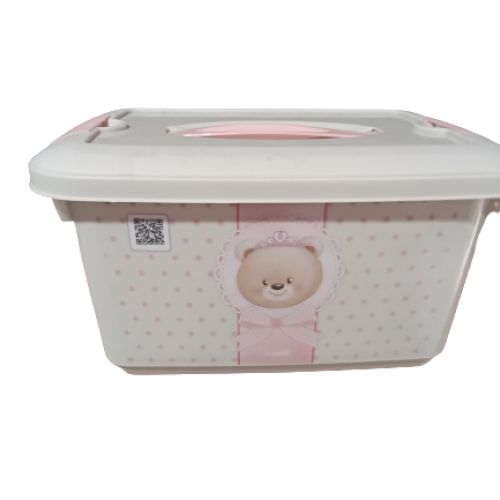 CAIXA ORGANIZADORA DECORADA URSA COM ALÇA PLASÚTIL / 5,20L