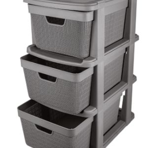 Gaveteiro de chão juta 3 gavetas 15L cinza