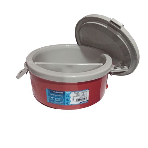MARMITA TÉRMICA SOPRANO TAKCOR COM DIVISÓRIA 1,5L VERMELHA