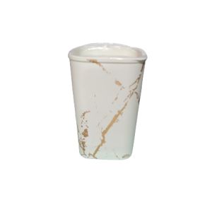 PORTA COTONETE ALGODÃO MARMORIZADO BRANCO PLASÚTIL