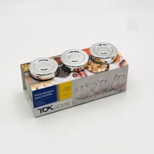 PORTA TEMPERO PRATA COM 3 PEÇAS TOK HOUSE