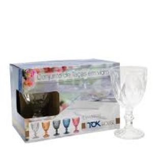 JOGO DE TAÇAS EM VIDRO 6 UND DIAMANTE TRANSPARENTE TOK HOUSE