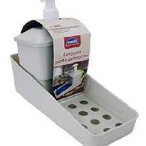 CONJUNTO PORTA DETERGENTE COMPLETO CINZA PLASUTIL a1