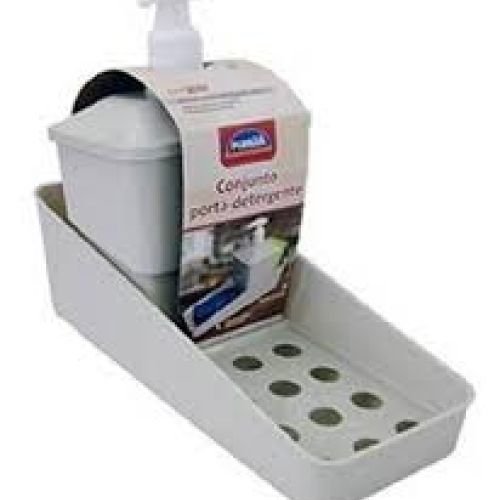 CONJUNTO PORTA DETERGENTE COMPLETO CINZA PLASUTIL a1
