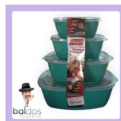 JOGO MULTI USO RETANGULAR 4 PEÇAS AZUL ECO ANALENI