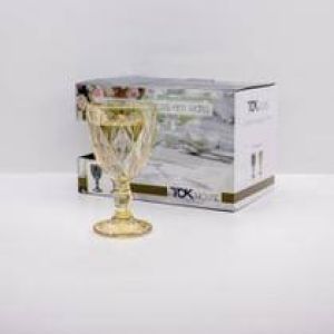 CONJUNTO DE TAÇAS 6 UND EM VIDRO DIAMANTE AMBAR TOK HOUSE