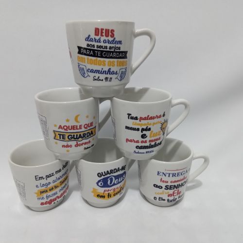 CANECA LISA BRANCA DC SALMO 200 ML HR PORCELANAS