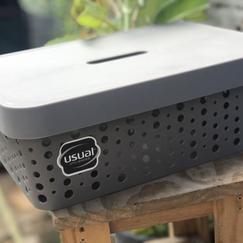 CESTO USUAL 11L C/TAMPA MARROM